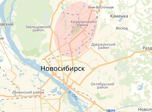 Карта Калининского района города Новосибирска