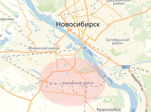 Карта Кировского района города Новосибирска