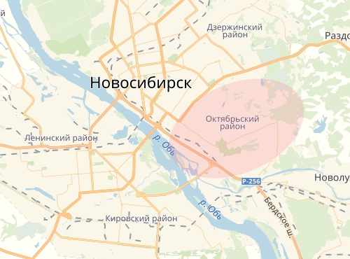 Карта Октябрьского района города Новосибирска