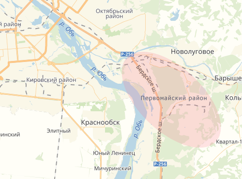 Карта Первомайского района города Новосибирска
