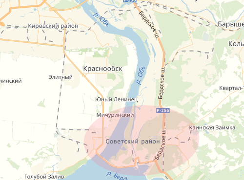 Карта Советского района города Новосибирска